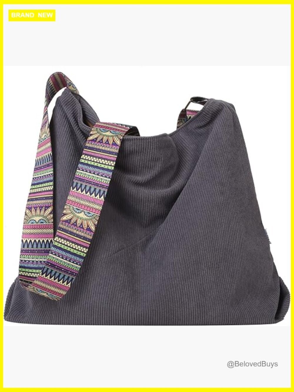 Large Corduroy Tote Bag Crossbody Hobo Purse with Zipper Compartments